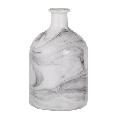 D6.9x11.8" Svirla Vase-Black-and-White Swirl