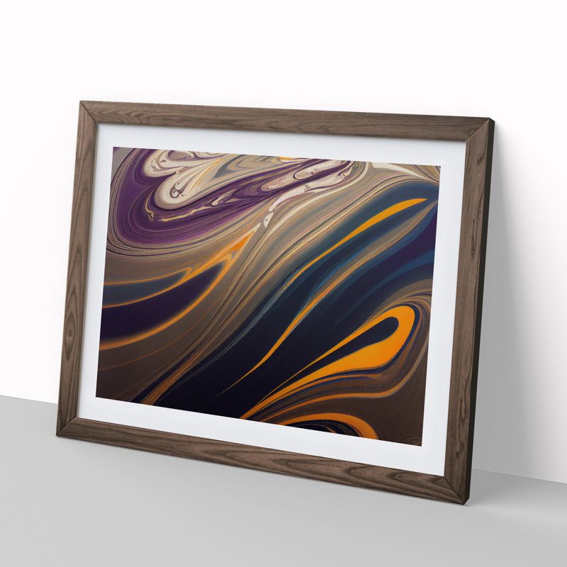 Abstract Marbling Art Vol.6 - Framed Print, 25cm H x 34cm W x 2cm D, Walnut