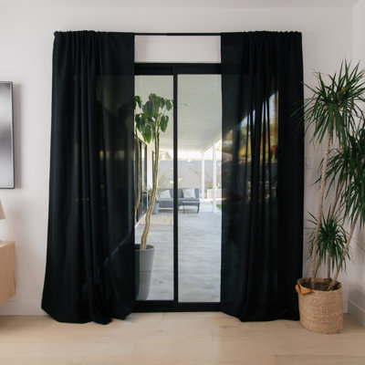 Paire de rideaux semi-transparents en polyester Angiens