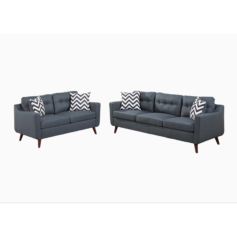 Ensemble de canapé moderne 2 pièces, Bleu gris