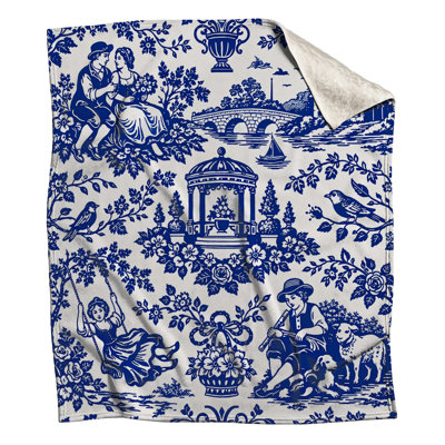 Blue Toile Pattern Blankets