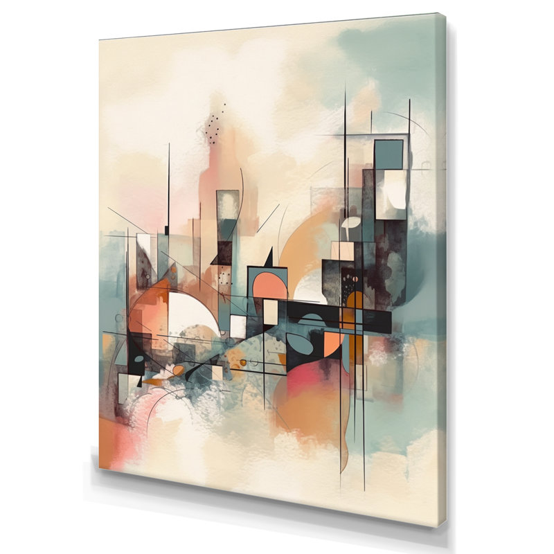 Explorations In Serenity I - Impression sur toile géométrique moderne, H 32 po x l 16 po x P 1 po, Toile tendue