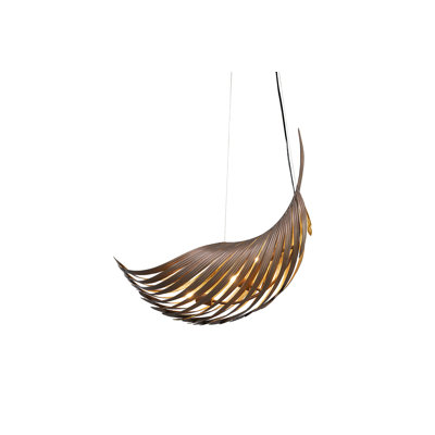 Palmera - Curved Leaf Pendant - Soft Bronze External with Gold Leaf Internal Finish