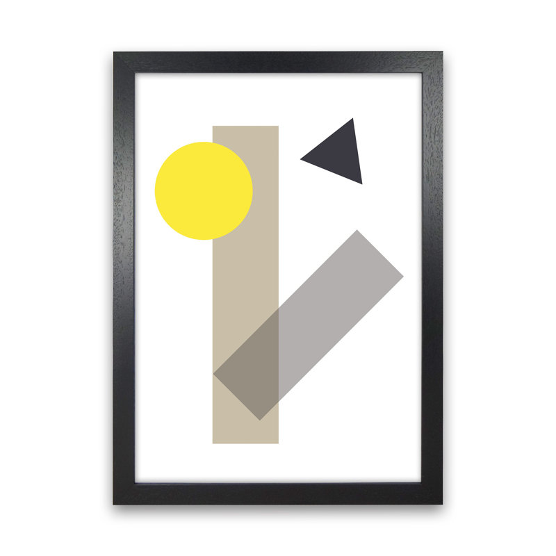 Random Geo Yellow by Pixy Paper - Print, 59.4cm H x 42cm W x 3cm D, Black Framed