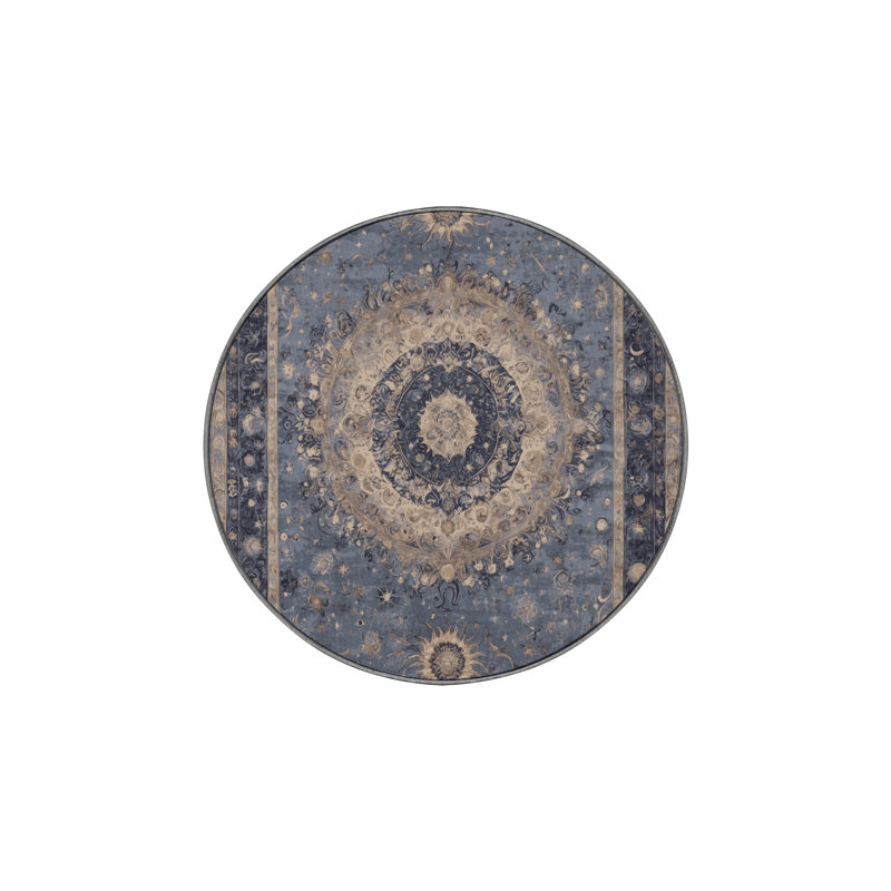 Machine Washable Purple Area Rug, Round 7'