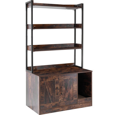 Meuble à litière en bois pour chat caché avec 3 tablettes