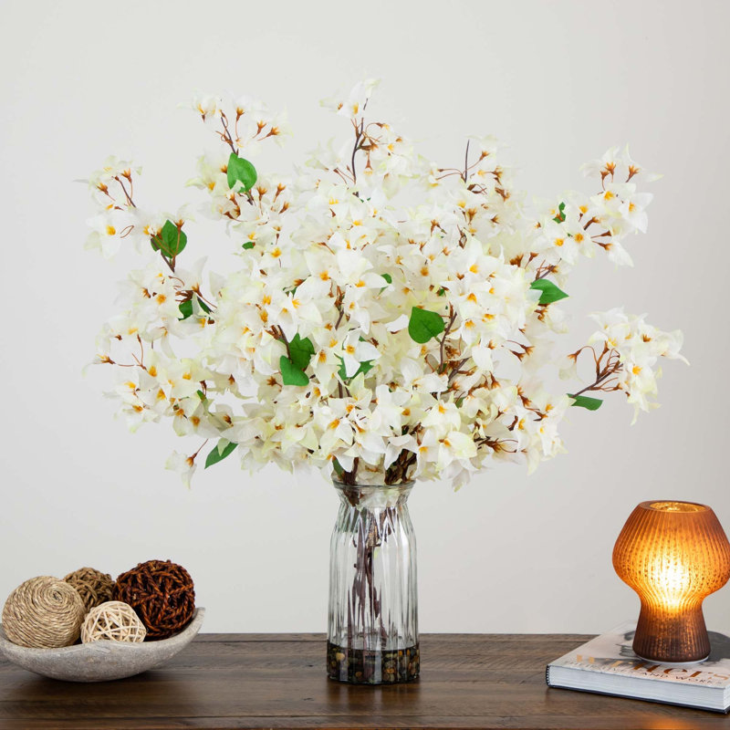 31 po Bougainvillée artificielle dans un vase, Blanc
