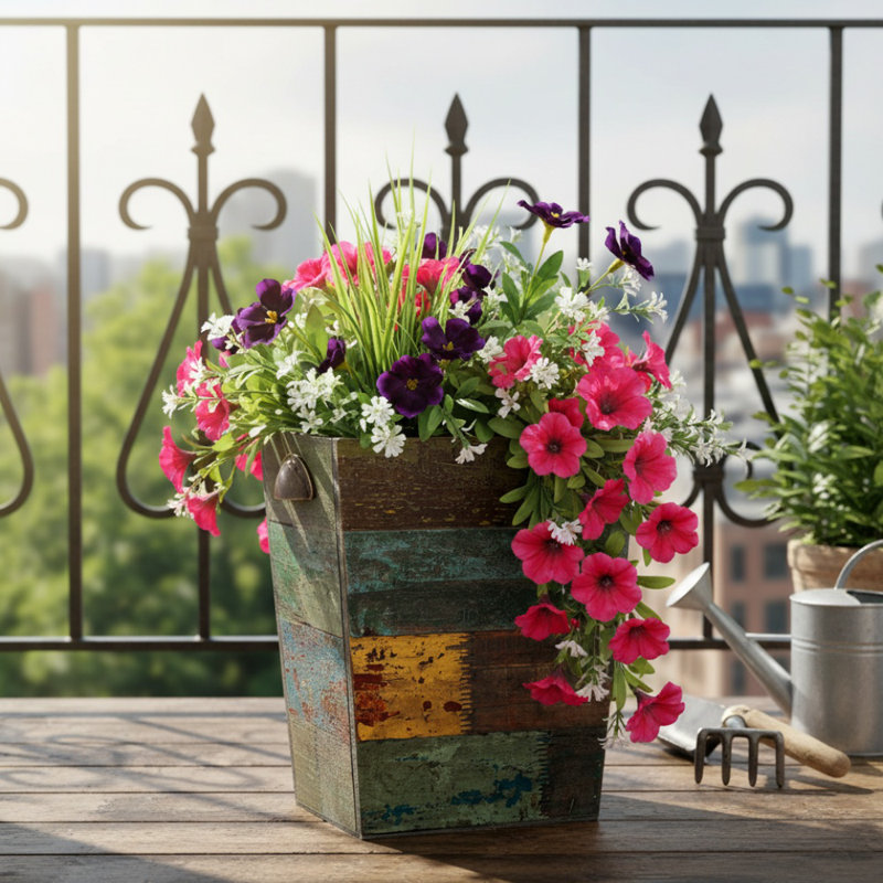 Small Wood Trash Can Wastebasket