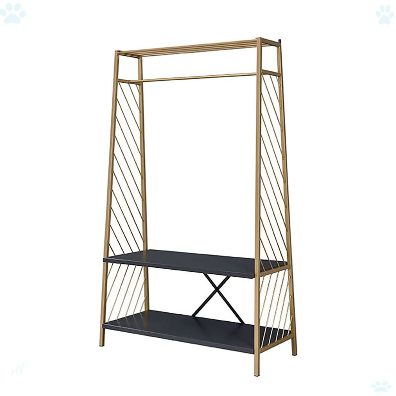 Hall Tree With 2 Tier Shelves