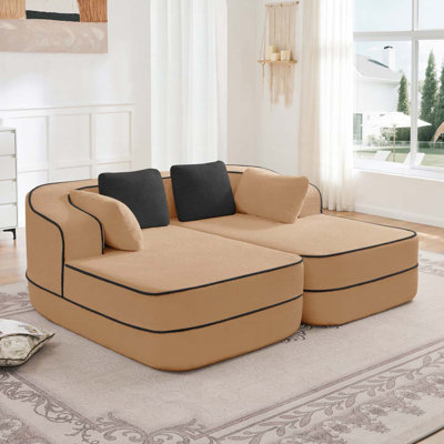 Teddy Fabric Double Chaises Sofa,No Assembly