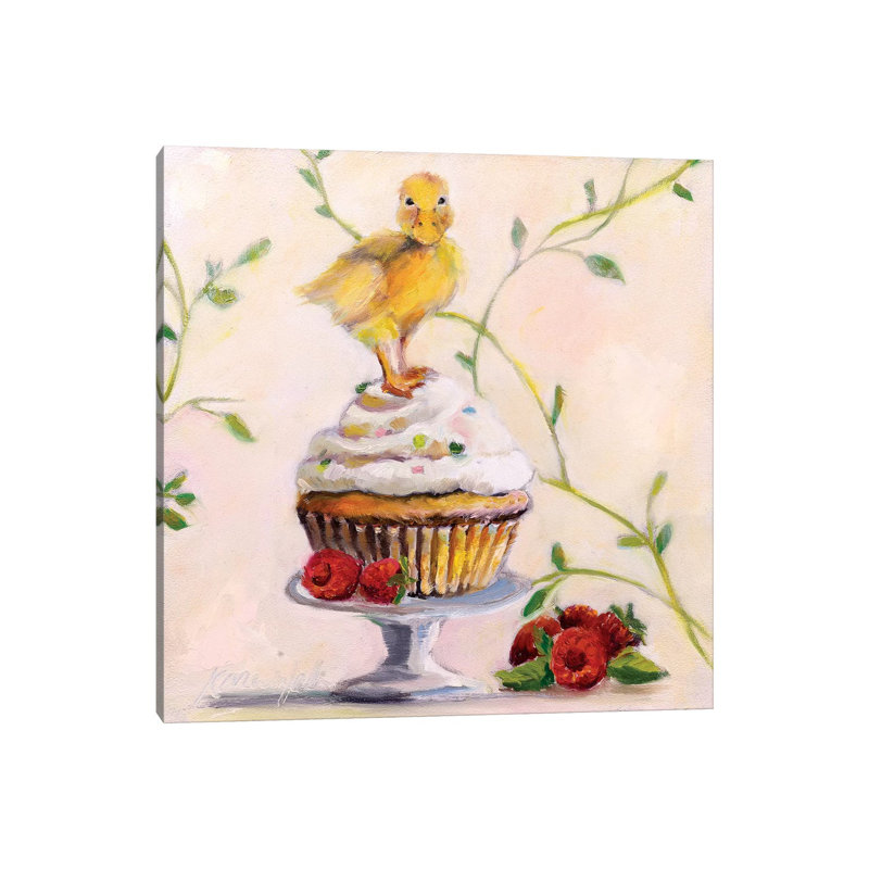 Sweet Raspberry Good Luck Cake by Karen Weber - Painting on Canvas, Wrapped Canvas, 45.72 cm H x 45.72 cm W x 1.91 cm D
