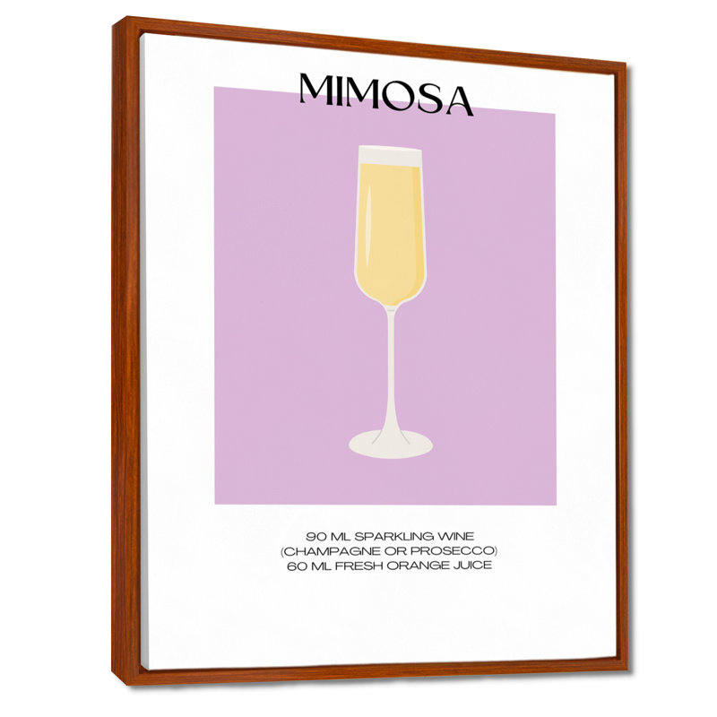 Champagne Mimosa, impression d'art mural, Cadre flottant brun, H 20 po x l 12 po