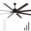 85" 8-blade Led Standard Ceiling Fan With Remote Control Farmhouse Ceiling Fan With Light Kit Included
