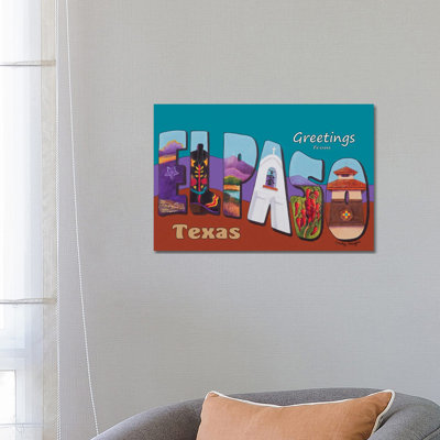 El Paso Postcard by Candy Mayer - Wrapped Canvas Gallery-Wrapped Canvas Giclée