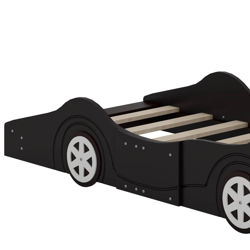 Twin Size Race Car-Shaped Platform Bed, Black