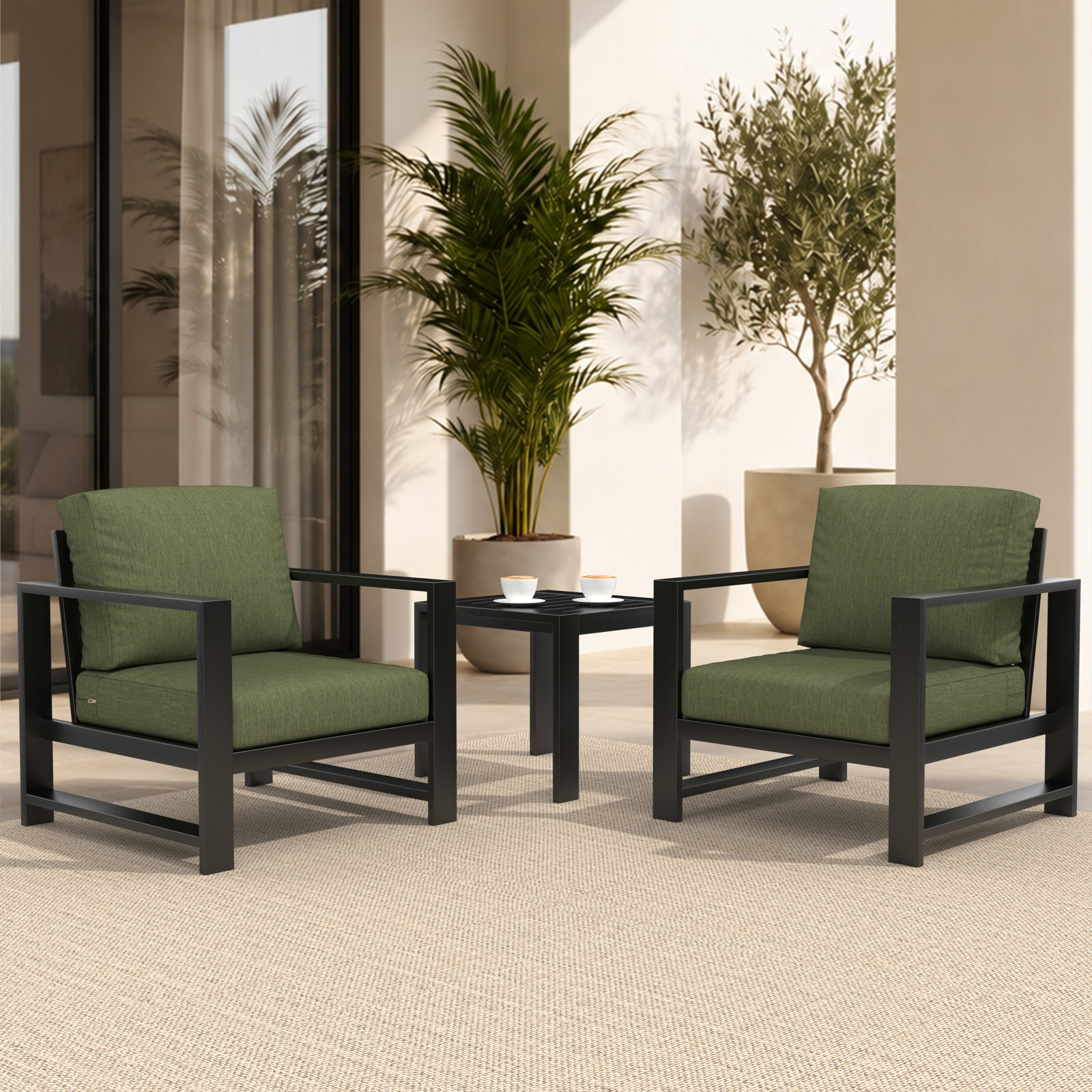 Dulcie 2-Person Sunbrella® Patio Seating Group, Green