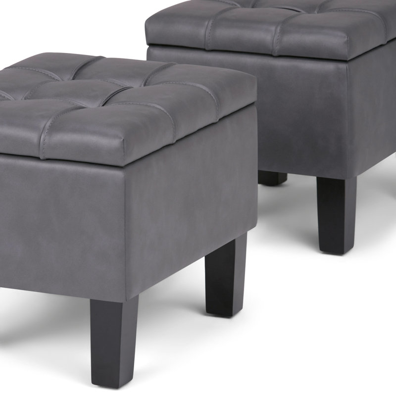 Stone Gray Contemporary Tufted 3-Piece Ottoman Set