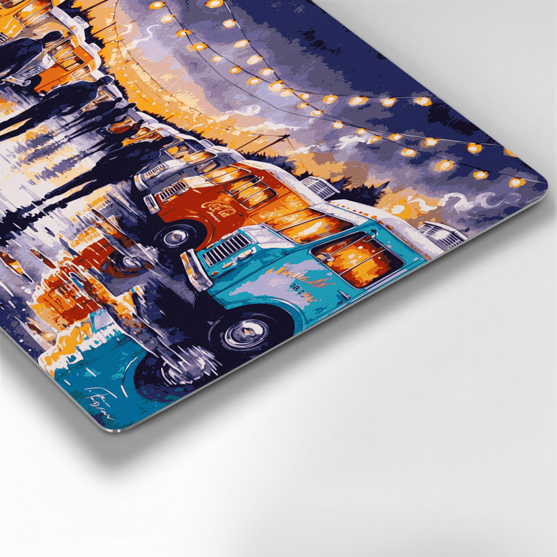 Art de transport de camion de nourriture et de transport mobile, art mural en métal beige, H 20 po x l 20 po x P 0,05 po