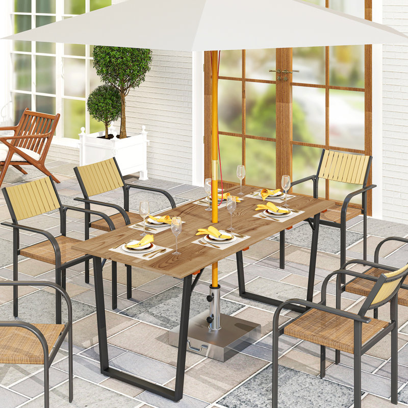 Pine Metal Base Dining Table