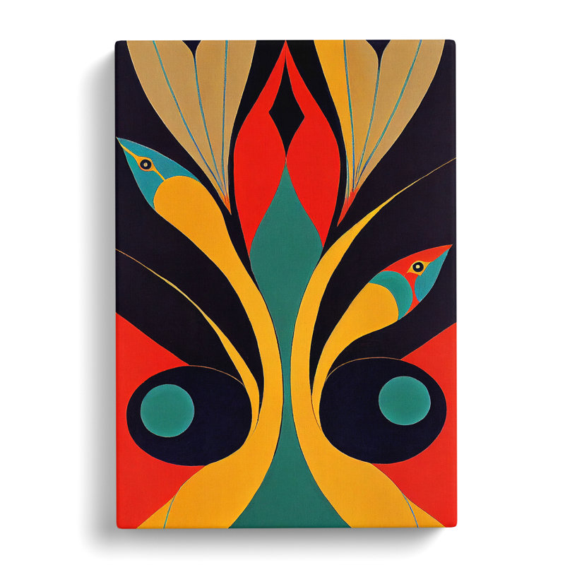 Peacock In Abstract - Wrapped Canvas, 50cm H x 35cm W