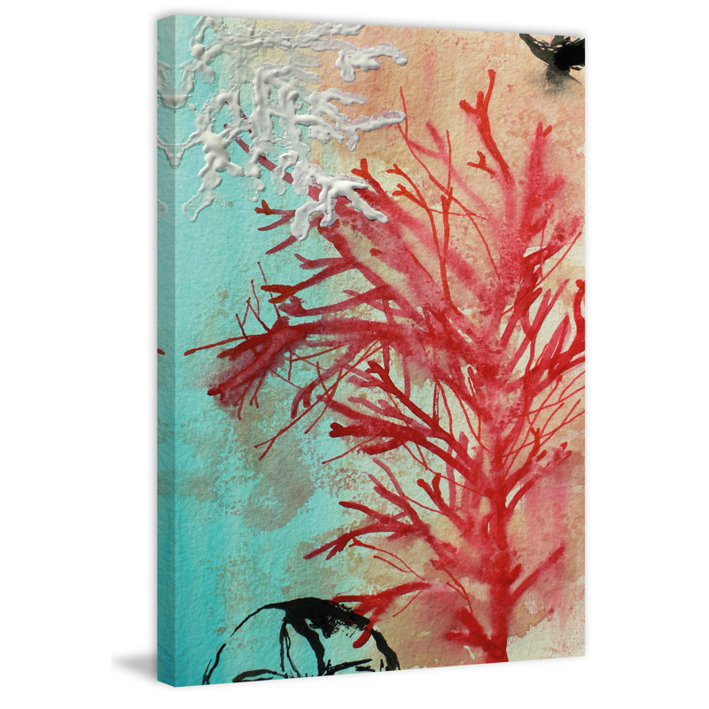 Red Coral 1 Piece Wrapped Canvas Painting, 45cm H x 30cm W x 3.81cm D