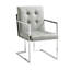 Ensemble de deux fauteuils de salle à manger capitonnés gris clair et argentés