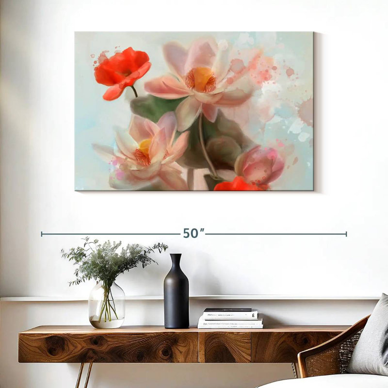 Harnek lys et coquelicots abstraits, H 26 po x l 39 po