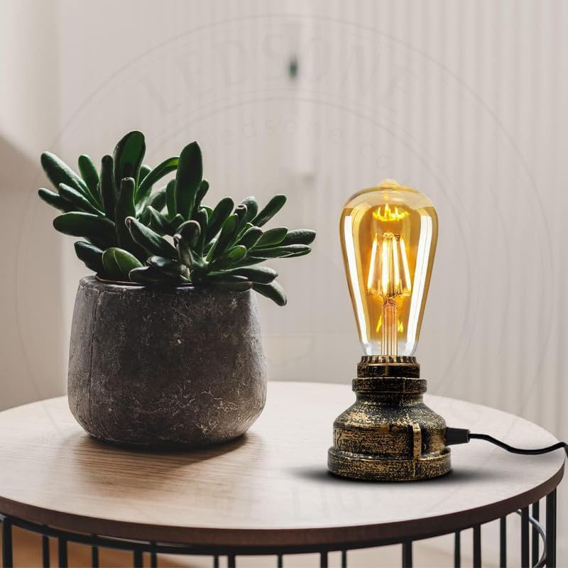 Vintage Industrial 2 pack Table Lamp with LED Bulb E27 Desk Light Retro Rustic Steampunk Bedside Lamp UK Plug for Bedroom Living Room Office Bar Café