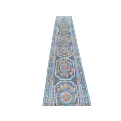 Tapis de couloir oriental turc Oushak noué à la main 2 pi 6 po x 15 pi 9 po A076566657114AA7AC3D08449E39A467