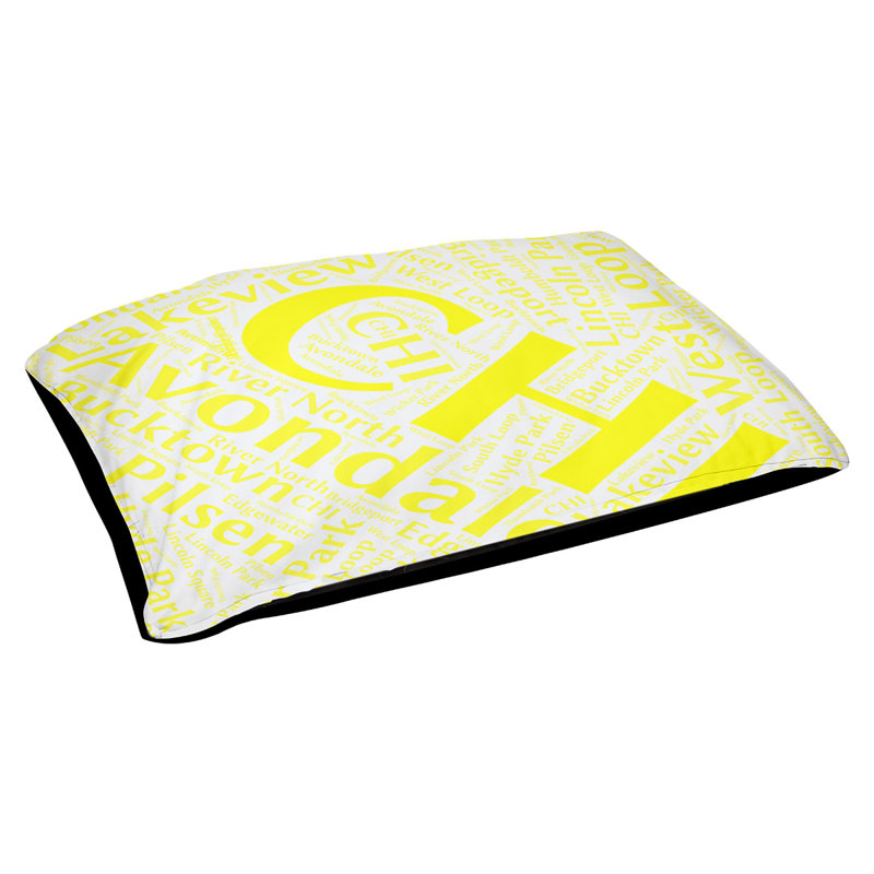 Coussin de chien « districts », Grand (l 40 po x P 30 po x H 14 po), Jaune, Chicago