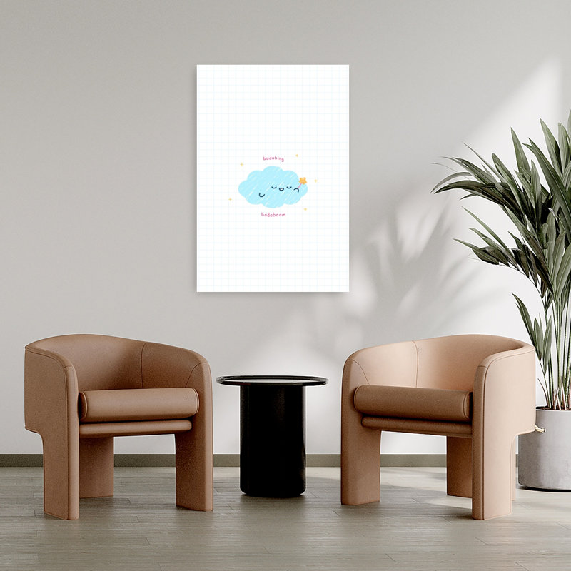 Affiche murale féerique représentant un paysage onirique et ludique, inspiré par la nature et les nuages., 36" H x 24" W