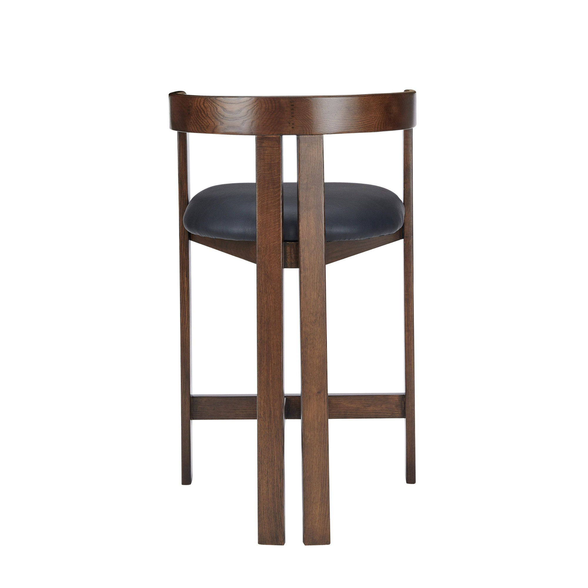 Lulani 25.7 Counter Stool, Black Faux Leather / Brown Oak Frame