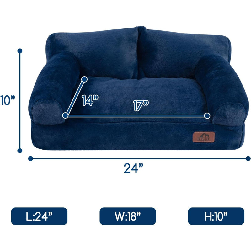Canapé-lit moelleux et moelleux pour animaux de compagnie, H 10 po x l 18 po x P 24 po, Bleu