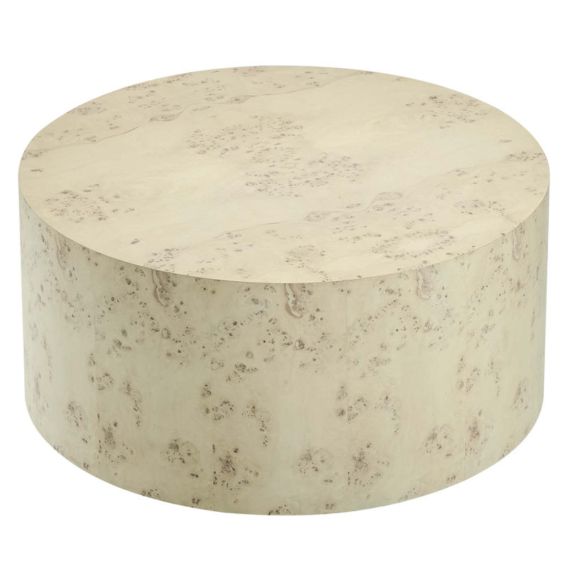 Modway Cosmos 35" Round Burl Wood Coffee Table, Bleached Burl