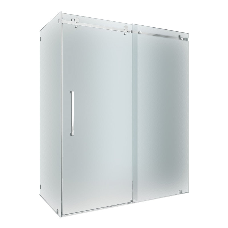 Moselle 60'' x 75'' Chrome Frameless Sliding Shower Door with Frosted Glass