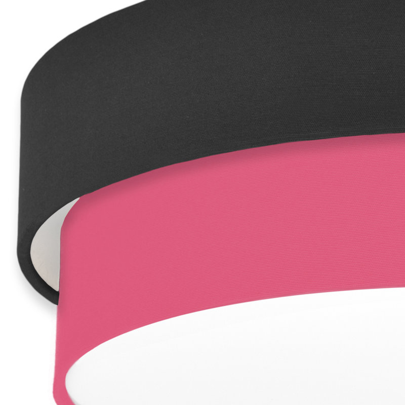 Avory Fabric Flush Mount, Black / Dark Pink
