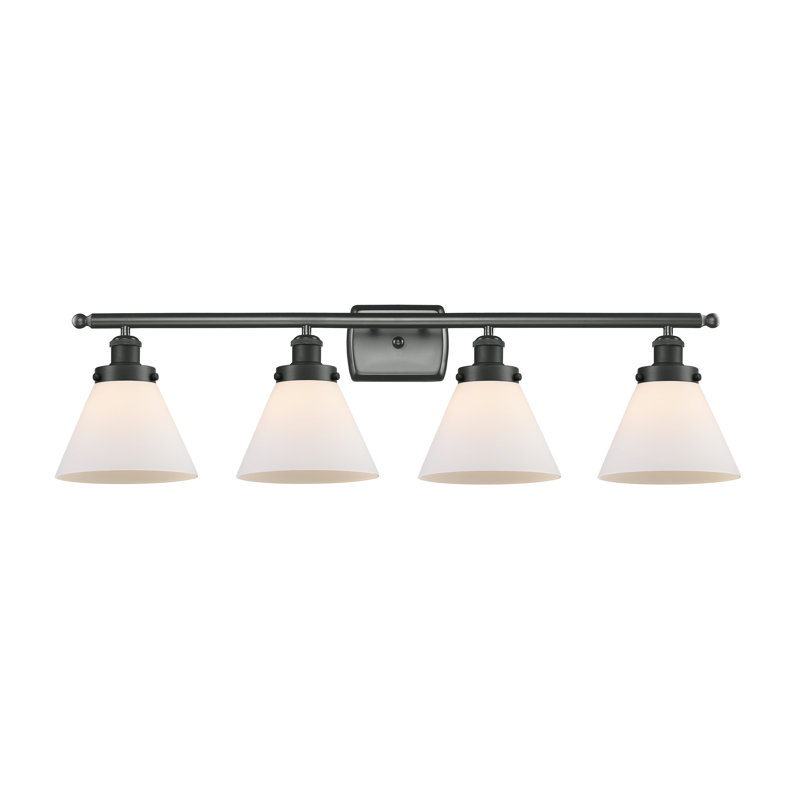 Éclairage pour salle de bain 4 lumières Ameka, Noir mat, Blanc mat, Incandescent