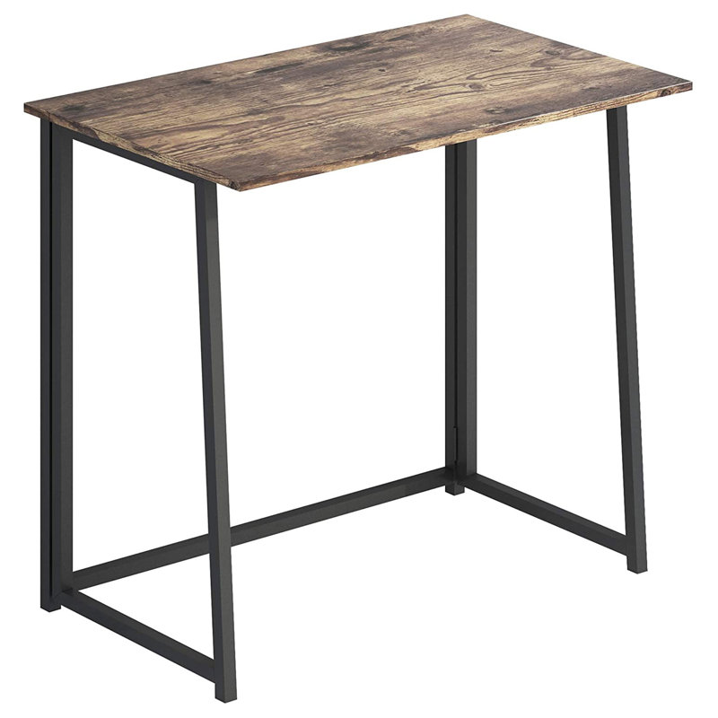 Foldable Iron Writing Desk, Brown/Black