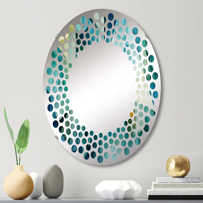 Teal Tessellations - Miroir mural à pois MIR105958, L 20 po x H 30 po