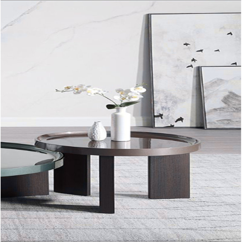 Table de bout en chêne foncé ultrabrillant et chêne fumé