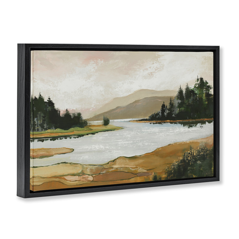 Cadre flottant Relaxing Valley Lake, design par Max Maxx, Cadre flottant noir de jais, H 17 po x l 25 po