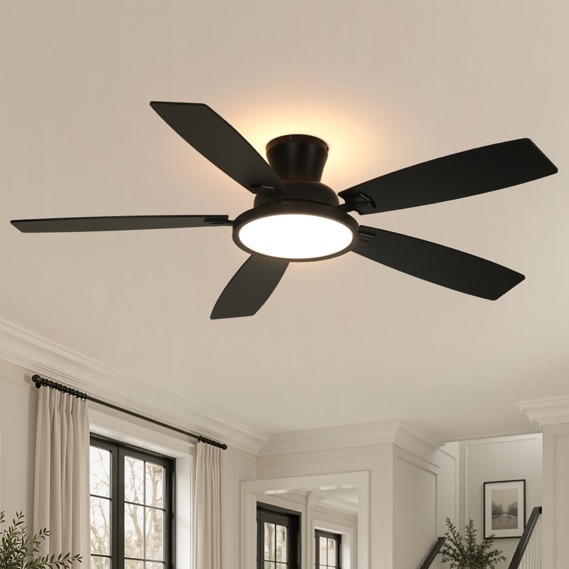 Karlena 52" Low Profile Ceiling Fan with Dimmable Backlight, Reversible Blades & Remote Control, 52"