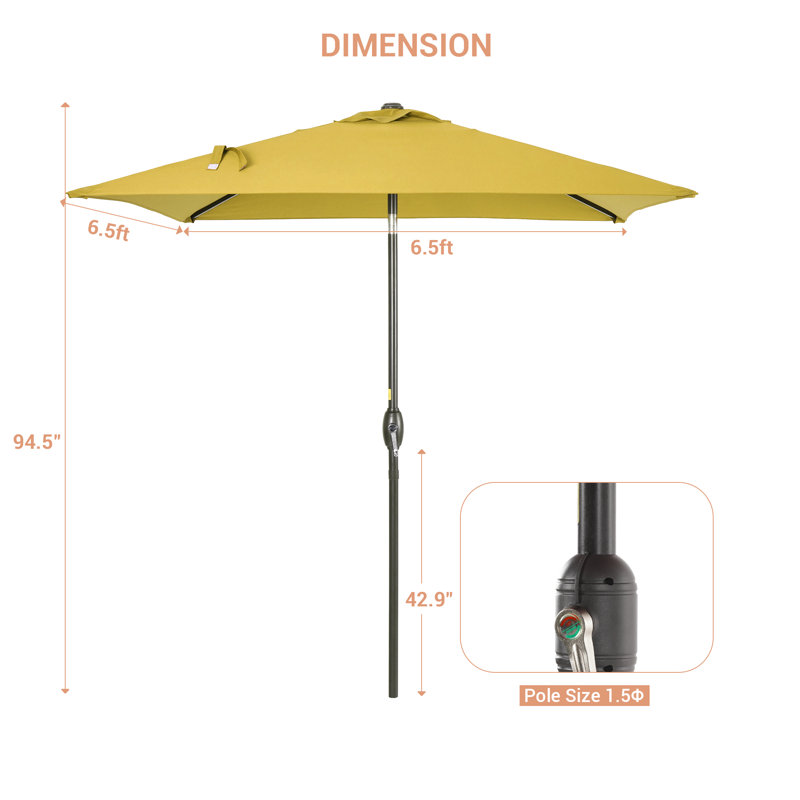 Parasol de marché carré Rinesh, Jaune