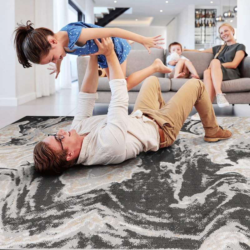 Area Rug, Collection Grey /Abstract Non-Shedding Living Room Bedroom Dining Home Office Stylish And Stain Resistant