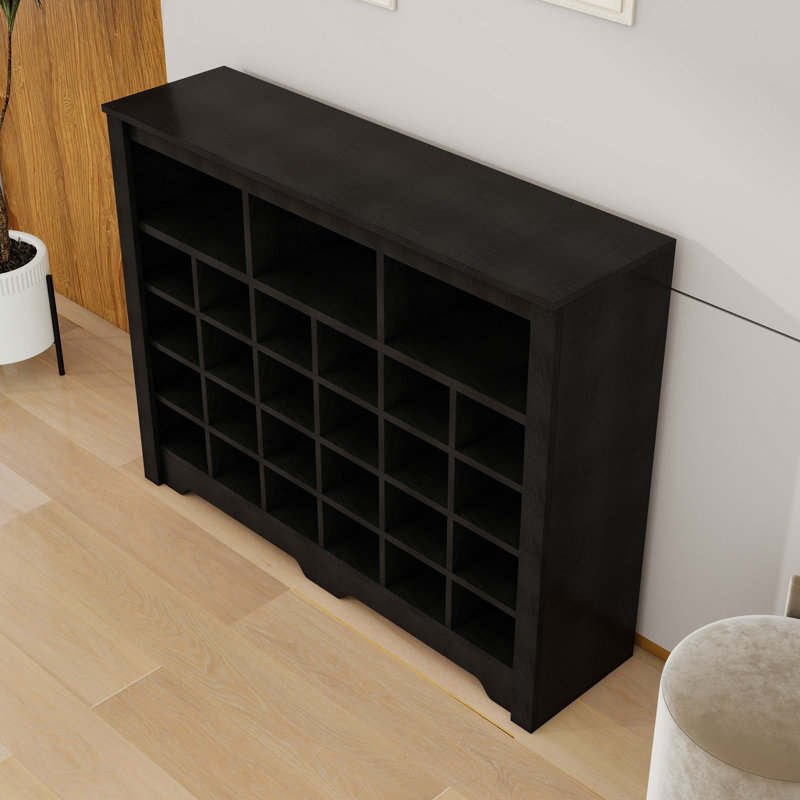Console 24 tiroirs, armoire à chaussures moderne avec base incurvée, buffet polyvalent, Noir