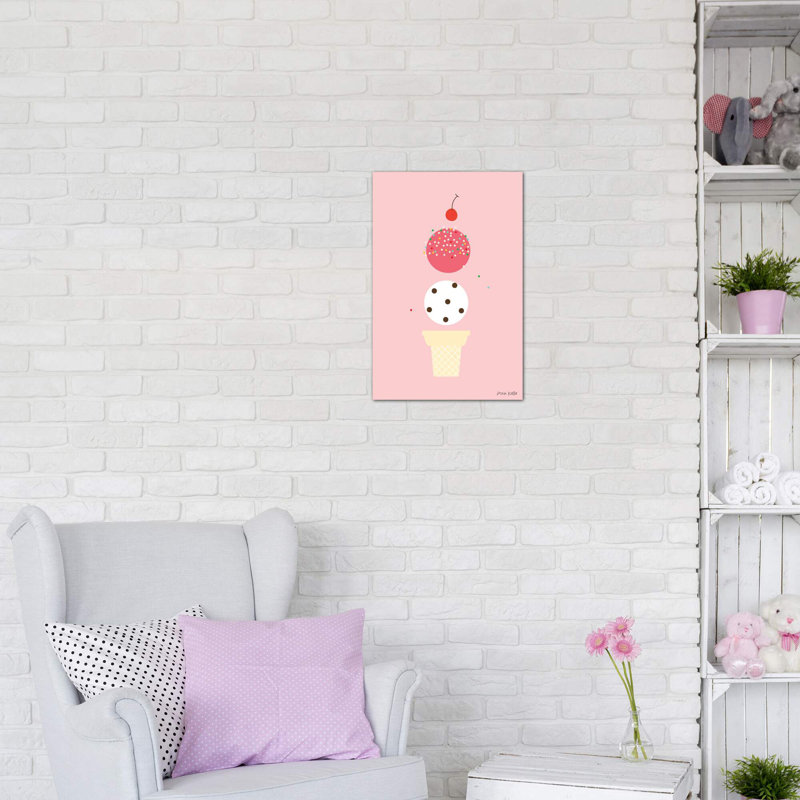 «Ice Cream and Cherry II» par Ann Kelle - impression d'art graphique, Toile tendue, H 26 po x l 18 po x 1,5 po