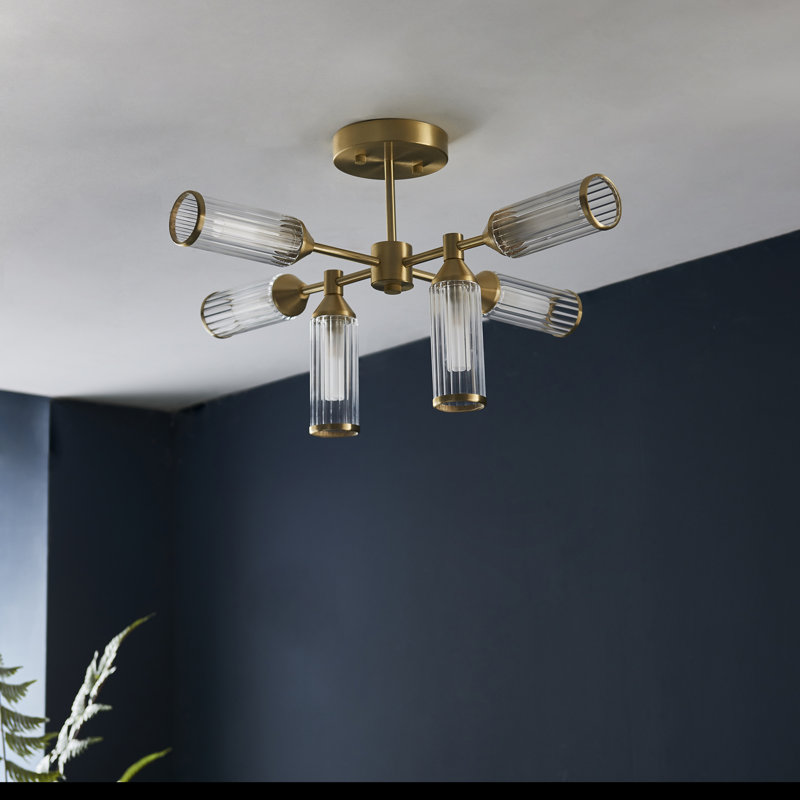 Cunningham 6-Light Satin Brass Semi Flush Mount