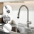 Pull-down Kitchen Faucet With Side Sprayer & Built-in Cleaning Brush, 3 Spray Modes High-arc Sink Faucet-122794887