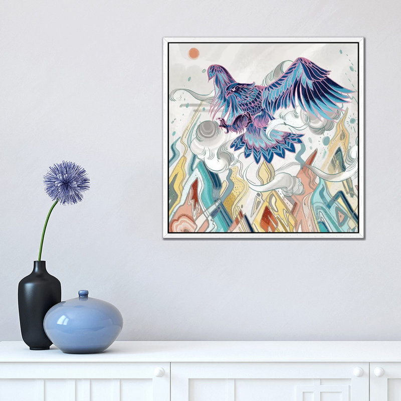 Beyond The Emperor by Sija Hong - Painting on Canvas, 45.72 cm H x 45.72 cm W, White Framed