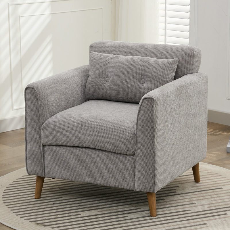 Chaise d'appoint rembourrée avec coussin Carlaya, Gris